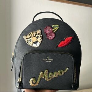Kate Spade Black Backpack with Fun Patches